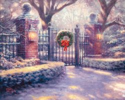 Thomas Kinkade Christmas Gate painting