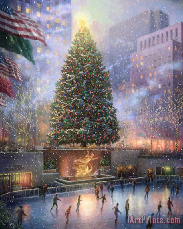 Christmas in New York painting - Thomas Kinkade Christmas in New York Art Print