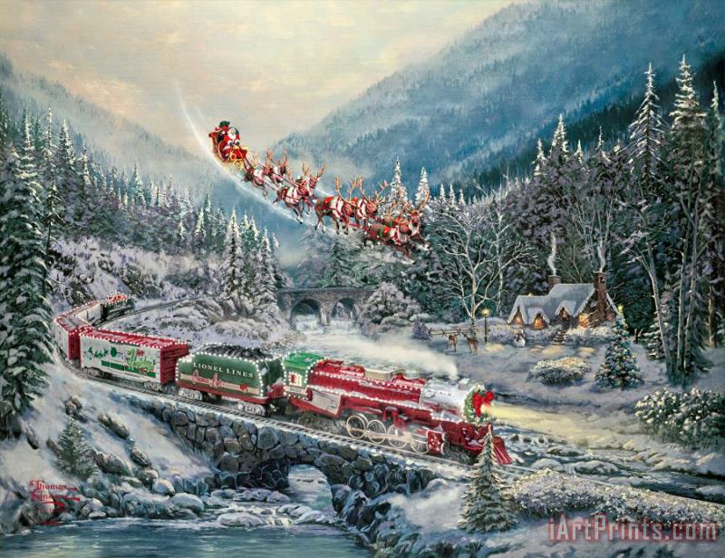 Christmas Light Express painting - Thomas Kinkade Christmas Light Express Art Print