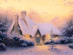 Thomas Kinkade Christmas Tree Cottage painting
