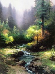 Thomas Kinkade Creekside Trail painting