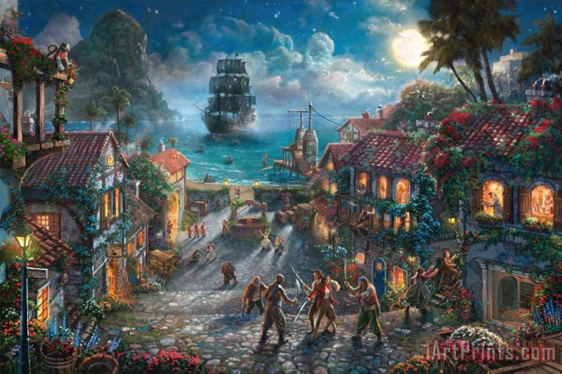 Disney Pirates of The Caribbean painting - Thomas Kinkade Disney Pirates of The Caribbean Art Print