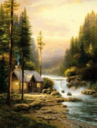 Thomas Kinkade Evening in The Forest