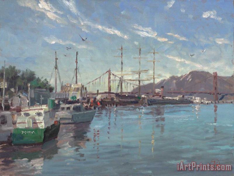 Thomas Kinkade Fisherman's Wharf, Marina Art Print