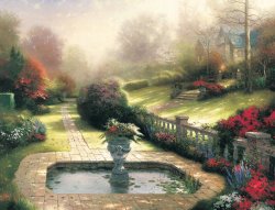 Architecture Art for sale - Gardens Beyond Autumn Gate by Thomas Kinkade