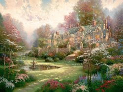 Architecture Art for sale - Gardens Beyond Spring Gate by Thomas Kinkade