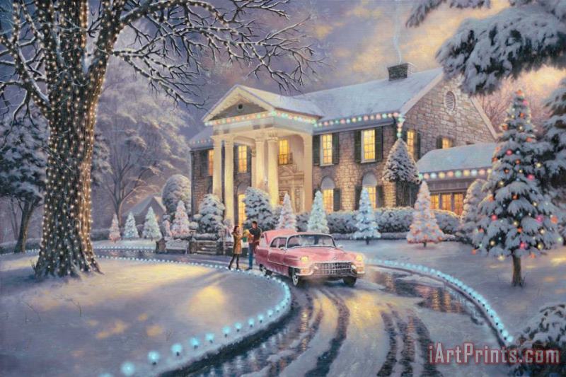 Graceland Christmas painting - Thomas Kinkade Graceland Christmas Art Print