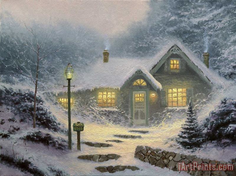 Home for The Evening painting - Thomas Kinkade Home for The Evening Art Print