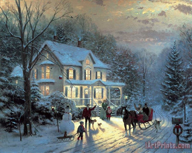Home for The Holidays painting - Thomas Kinkade Home for The Holidays Art Print