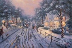 Thomas Kinkade Hometown Christmas Memories painting