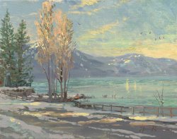 Thomas Kinkade Lake Tahoe Shoreline, Winter