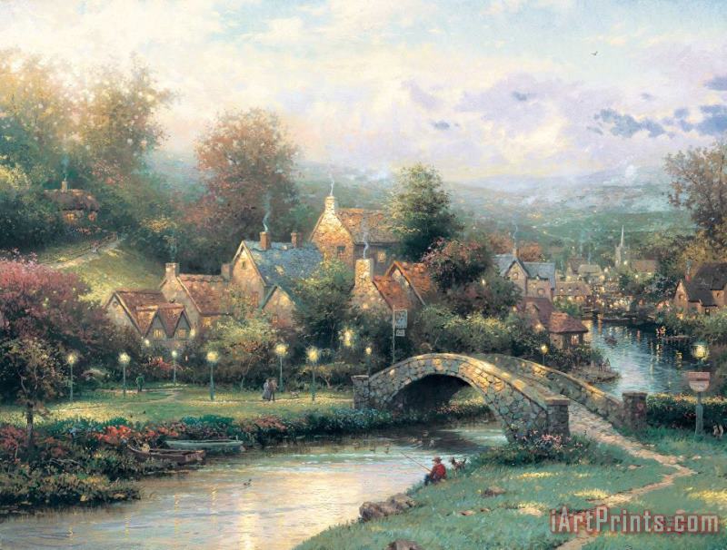 Thomas Kinkade Lamplight Village Art Painting