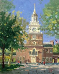 Thomas Kinkade Liberty Plaza, Philadelphia painting