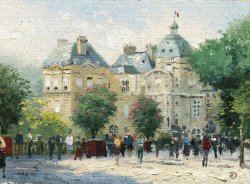 Thomas Kinkade Luxembourg Gardens painting
