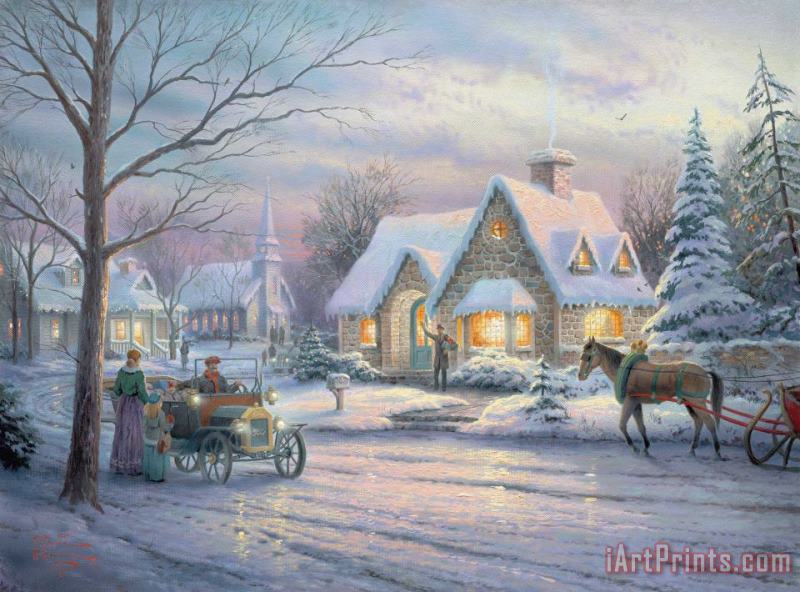 Thomas Kinkade Memories of Christmas Art Painting