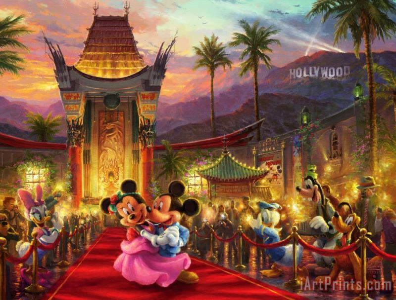 Thomas Kinkade Mickey And Minnie in Hollywood Art Print