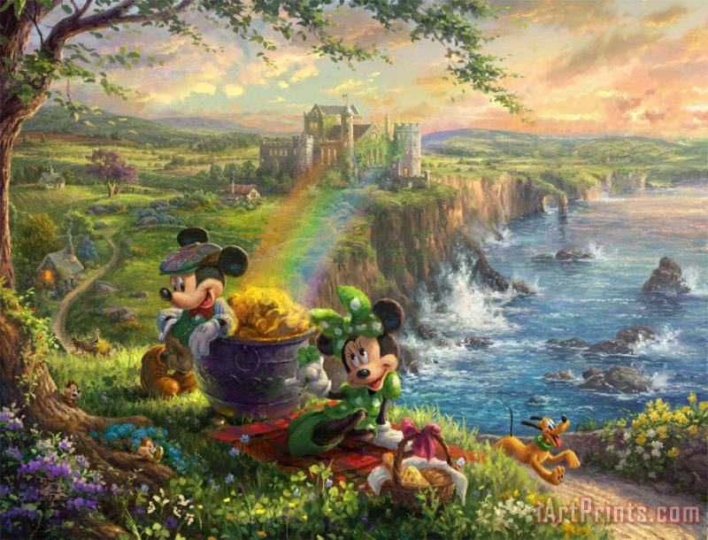 Thomas Kinkade Mickey And Minnie in Ireland Art Print