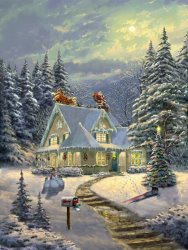 Thomas Kinkade Midnight Delivery painting