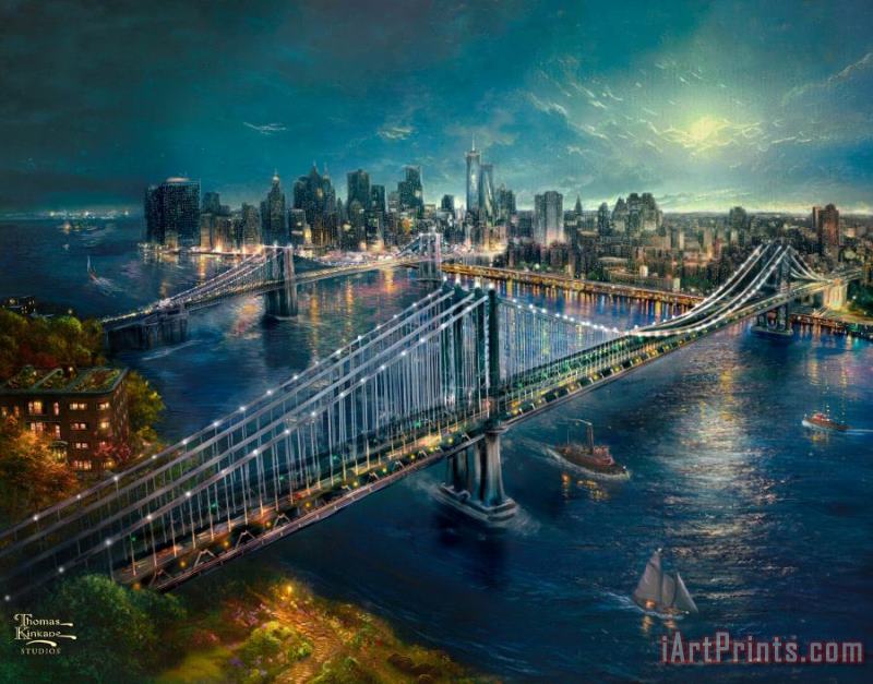 Moonlight Over Manhattan painting - Thomas Kinkade Moonlight Over Manhattan Art Print