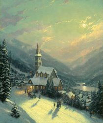 Thomas Kinkade Moonlit Village painting