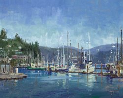 Thomas Kinkade Newport Harbor painting