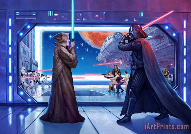 Thomas Kinkade Obi-Wan's Final Battle Art Painting