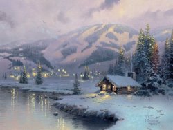 Thomas Kinkade Olympic Mountain Evening painting