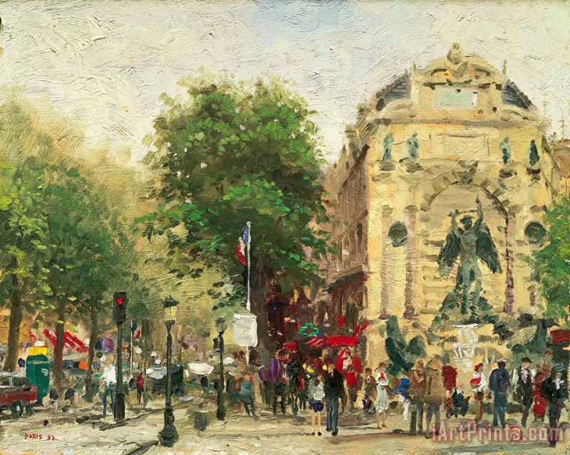 Paris, St. Michel painting - Thomas Kinkade Paris, St. Michel Art Print