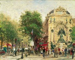 Thomas Kinkade Paris, St. Michel painting