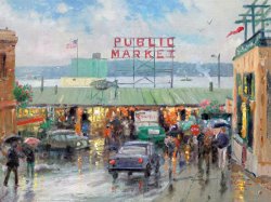 Thomas Kinkade Pike Place Market painting