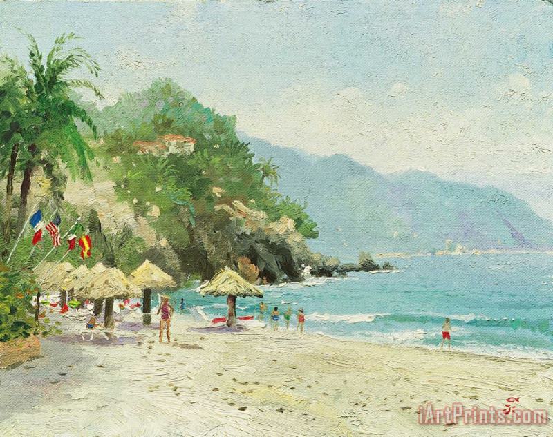 Puerto Vallarta Beach painting - Thomas Kinkade Puerto Vallarta Beach Art Print