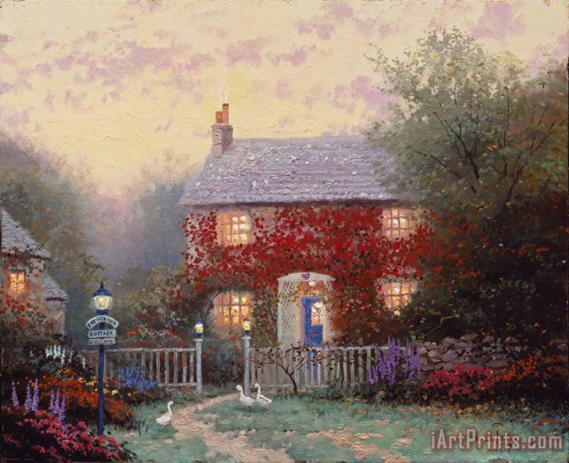 Pye Corner Cottage painting - Thomas Kinkade Pye Corner Cottage Art Print
