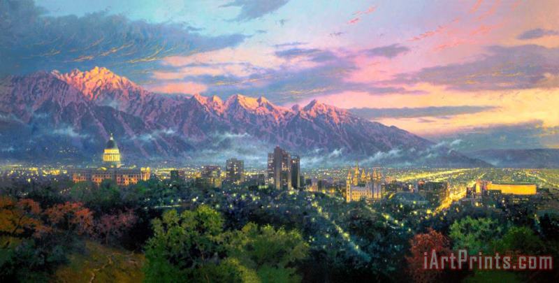 Salt Lake City of Lights painting - Thomas Kinkade Salt Lake City of Lights Art Print