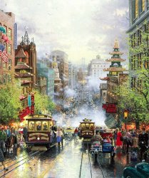 Thomas Kinkade San Francisco, a View Down California Street From Nob Hill painting
