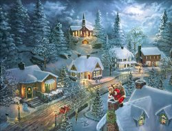 Thomas Kinkade Santa's Silent Night painting