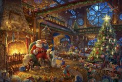 Thomas Kinkade Santa's Workshop painting