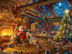 Thomas Kinkade Santa's Workshop painting