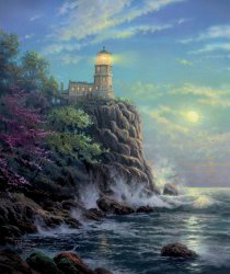 Lighthouse Art for sale - Split Rock Light by Thomas Kinkade
