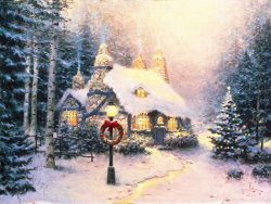 Thomas Kinkade Stonehearth Hutch painting