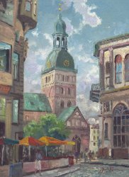 Thomas Kinkade The Dome Cathedral, Riga, Latvia painting