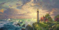 Lighthouse Art for sale - The Guiding Light by Thomas Kinkade