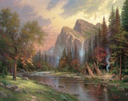 Thomas Kinkade The Mountains Declare His Glory painting