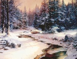 Thomas Kinkade Winter's End painting