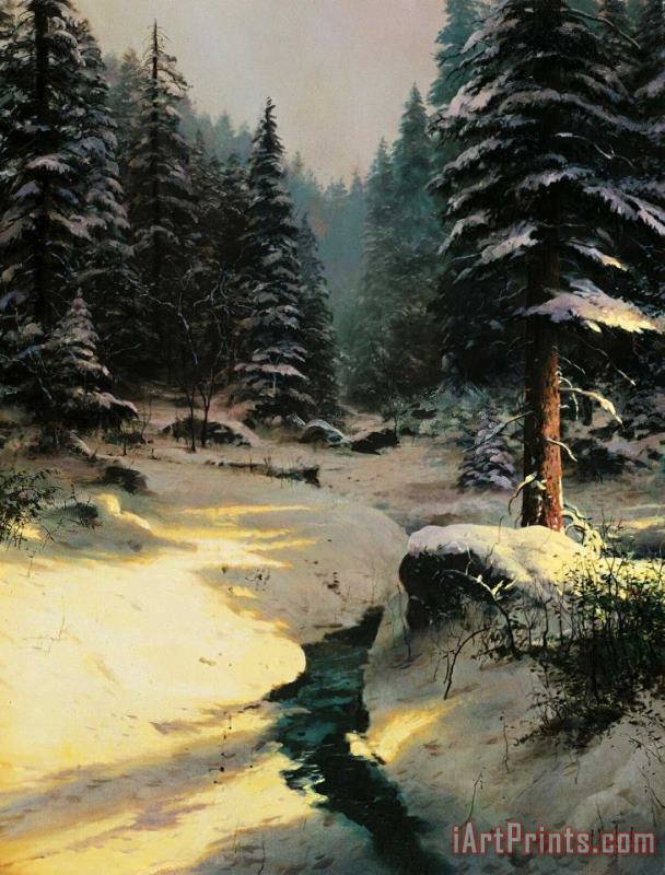 Thomas Kinkade Winter Light Art Painting