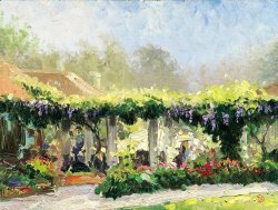 Thomas Kinkade Wisteria Arbor painting