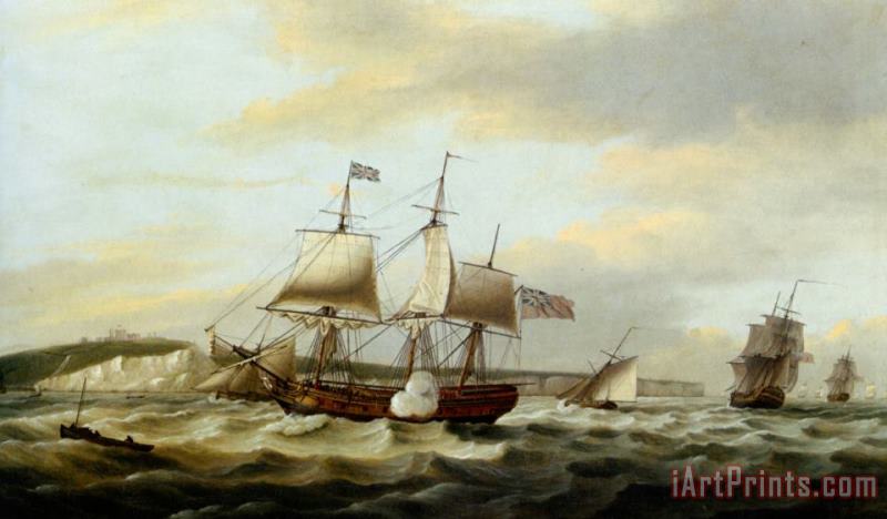 A Merchant Ship Signaling for a Pilot of The Cliffs of Dover painting - Thomas Luny A Merchant Ship Signaling for a Pilot of The Cliffs of Dover Art Print