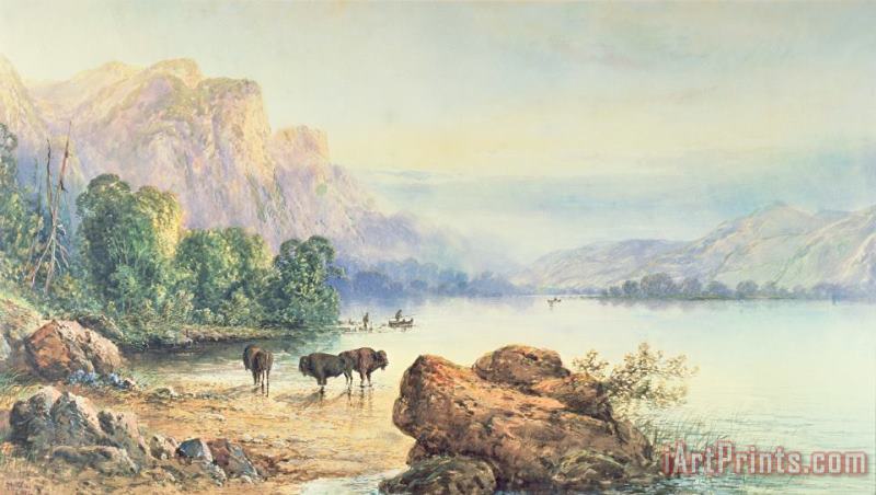 Thomas Moran Buffalo Watering Art Painting