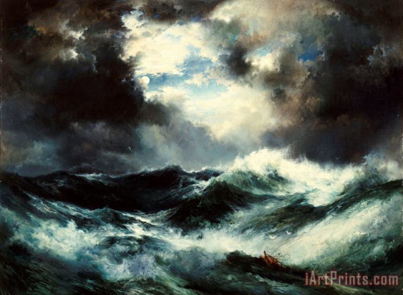 Moonlit Shipwreck at Sea painting - Thomas Moran Moonlit Shipwreck at Sea Art Print