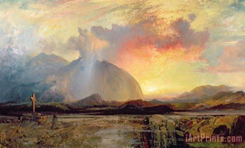 Art landscape Oil painting Thomas Moran Haunted House at sunset on canvas