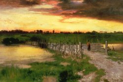 Thomas Moran The Old Bridge Over Hook Pond painting
